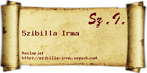 Szibilla Irma névjegykártya